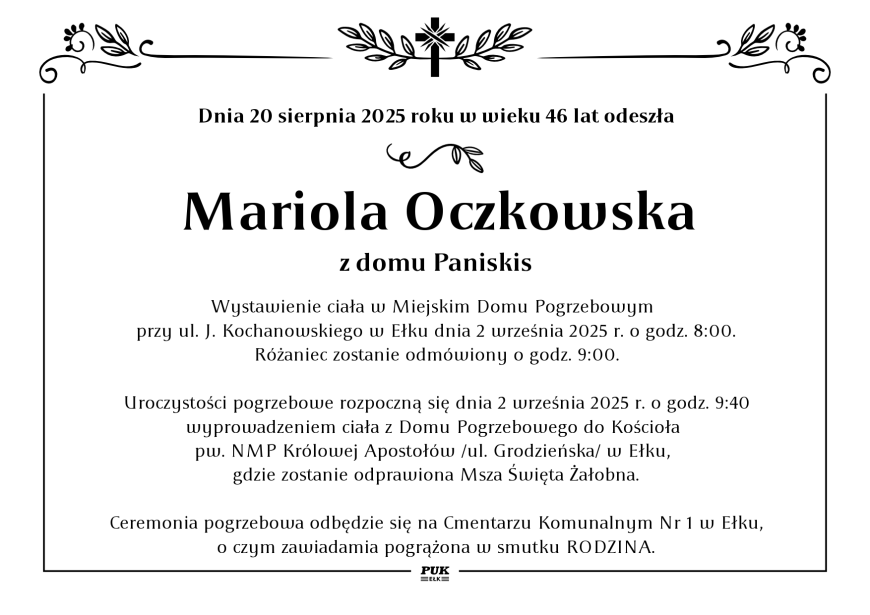 Mariola Oczkowska - nekrolog